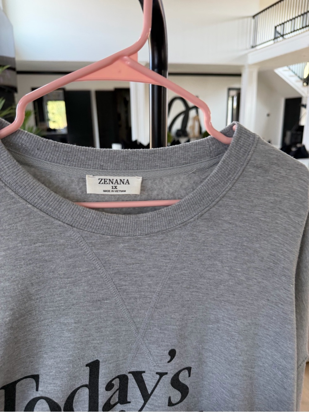 Zenana Outfitters Gray Graphic Sweatshirt with Yellow Smiley - Picture 2 of 4